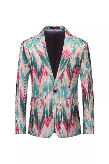 Blazer de bal à revers crantés imprimé coloré pour homme